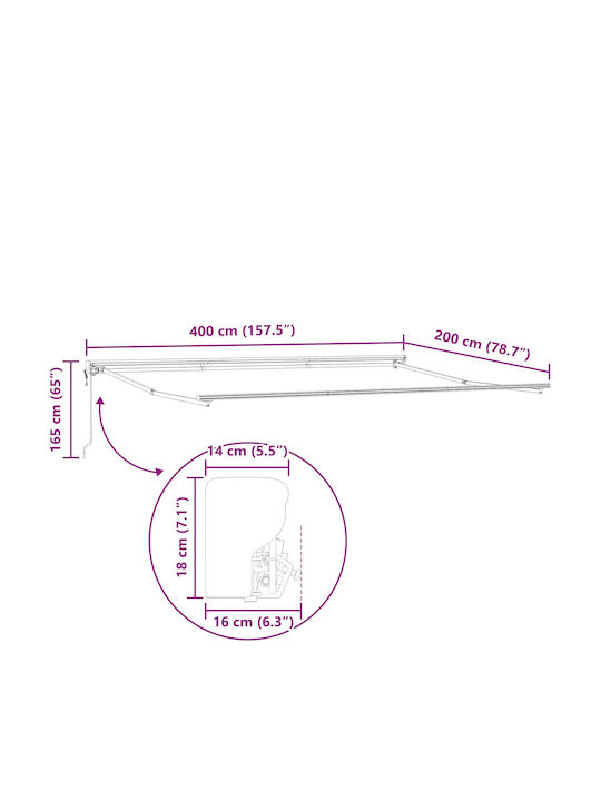 Copertină Electrică Rabatabilă Antracit 4 X 2 M 3421164 Antracit