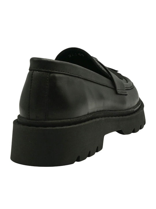 Leather Women's Loafers in Black Colour