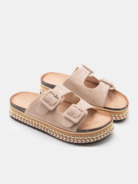Flache Sandalen Für Damen Flatforms Beigen