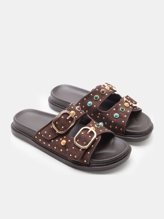 Flache Damen Sandalen Flatforms Braune