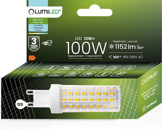 Lumiled Λάμπα LED 12W για Ντουί G9 Ψυχρό Λευκό 1152lm