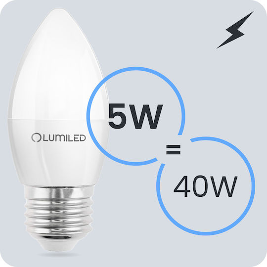 Lumiled LED Лампа 5W За Патрон E27 И Форма B35 Хладно Бяло 470 Лумени