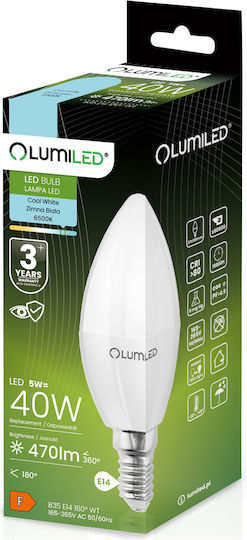 Lumiled LED Glühbirnen 5W für E14 Fassung und B35 Form Kühles Weiß 470lm 6 Stück