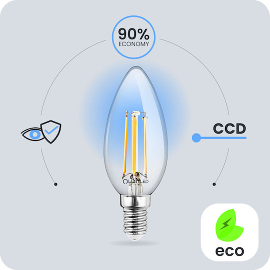 Lumiled LED Glühbirnen 7W für E14 Fassung und B35 Form Warmes Weiß 806lm 6 Stück