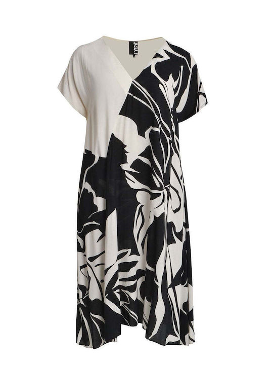 Rochie De Vară Pentru Femei Midi Cu Model Floral 8501.7231-negru