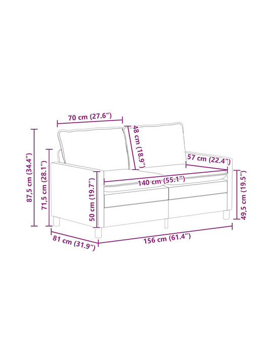 Two-Seater Couch Pink 156x81x87.5cm