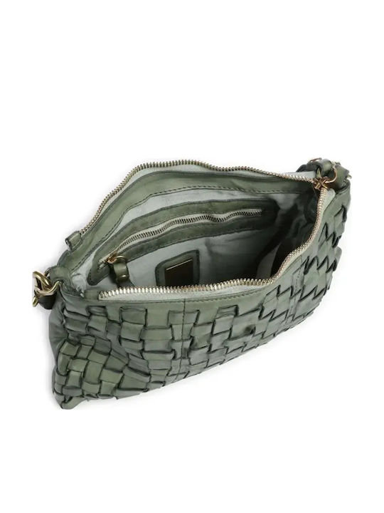 Leder Damen Schultertasche Khaki
