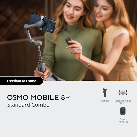 DJI Osmo Mobile 8P (Standard Combo) Mobile Gimbal with 3-Axis Stabilizer and 10 Hours Operation Black