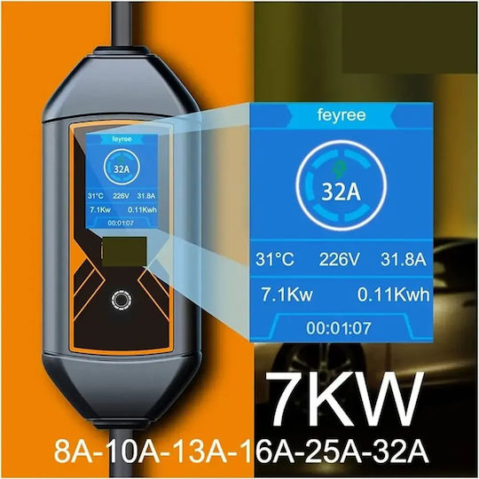 Feyree Lion King EV-K8 Portable Single Phase 7kW Charging Station with Built-in Cable Type 2