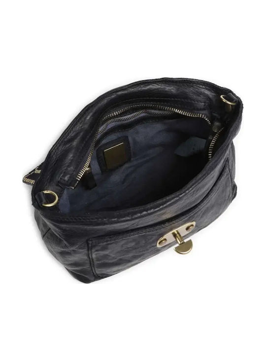 Leder Damen Schultertasche Blau
