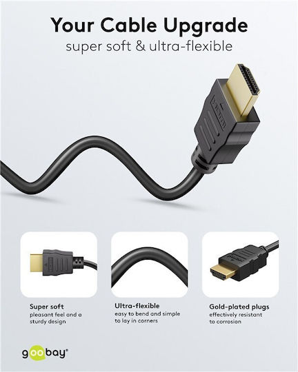 Goobay HDMI 2.0 Premium High Speed 4K 60Hz HDR Cable HDMI Male - HDMI Male 0.5m Black
