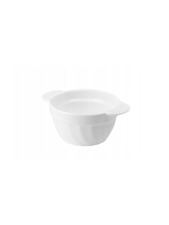 Galicja Round White Glass Serving Bowl With Diameter 13.8cm