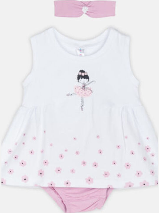 Mädchenkleid Ärmellos Set aus 2 Mit Slip Rosa-koralle