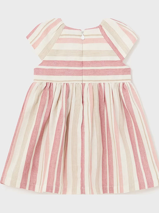 Kinderkleid Kurzärmelig Leinen Gestreift Pink