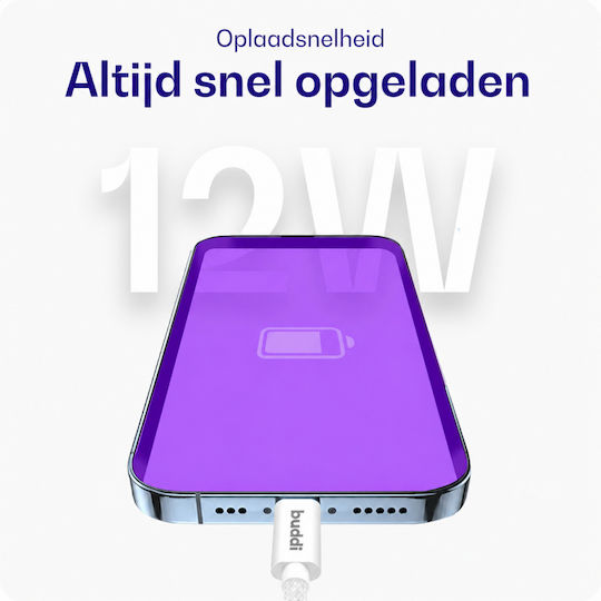 Buddi Flex USB 2.0 Cable USB-C male - USB-A 12W Λευκό 0.3m