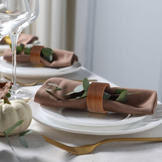 Relaxdays Wooden Brown Napkin Ring 12 Pieces