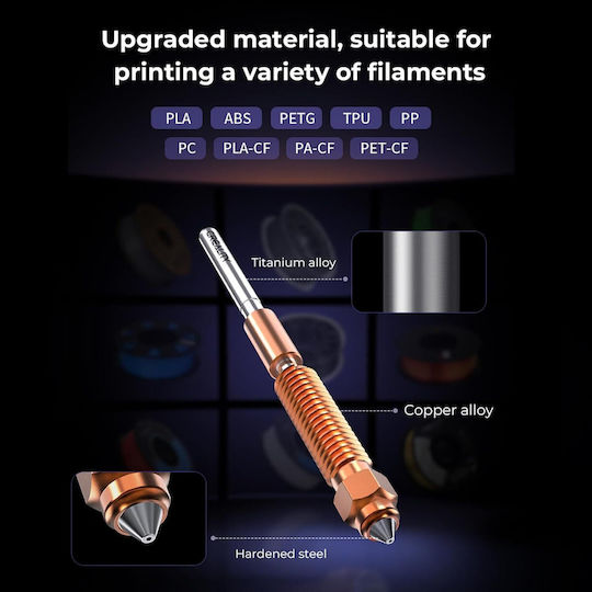 Set 4 Duză Creality Unicorn Pentru Imprimantă 3D Debit Mare Imprimare Viteză Mare 2 Duză 0.4 Mm 1 Duză 0.6 Mm 1 Duză 0.8 Mm Compatibil K1c Ender 3 V3 Realizat Din Aliaj De Cupru Oțel Călit Titan
