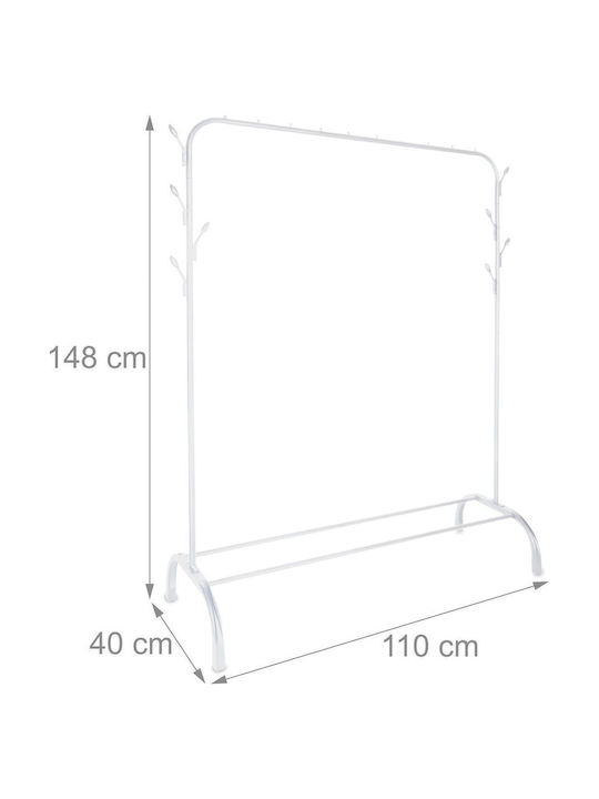 Relaxdays Κρεμάστρα Δαπέδου από Μέταλλο Λευκή 148x40x110cm