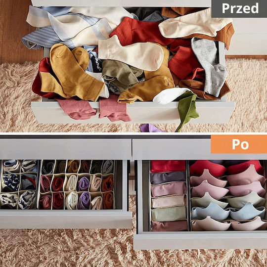 More&Deco Organizer Συρταριών για Εσώρουχα / Ρούχα σε Μπεζ Χρώμα 4τμχ