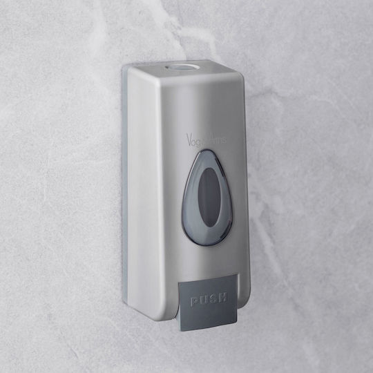 Liquid Soap Dispenser 350ml Wall-mounted Manual Pump Plastic Silver