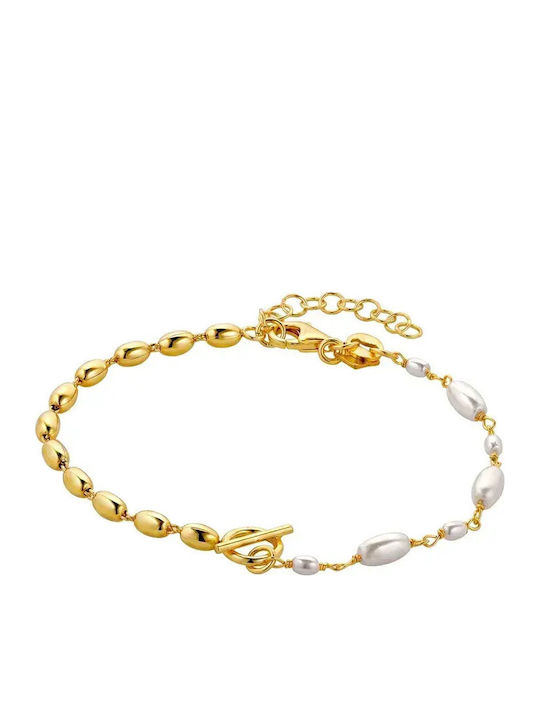 Vogue Damen Armband Kette aus Silber Vergoldet mit Perlen