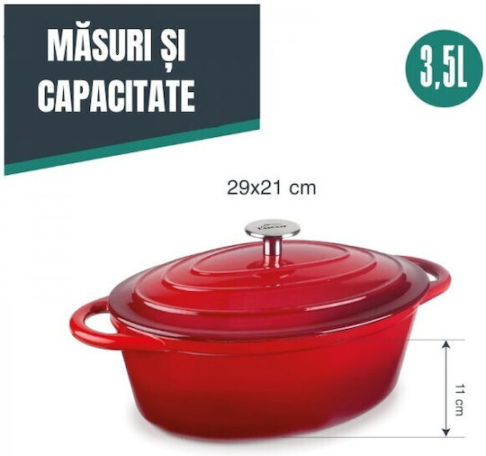 Lacor Cratiță Olandeză Ovală din Fontă 3.5l