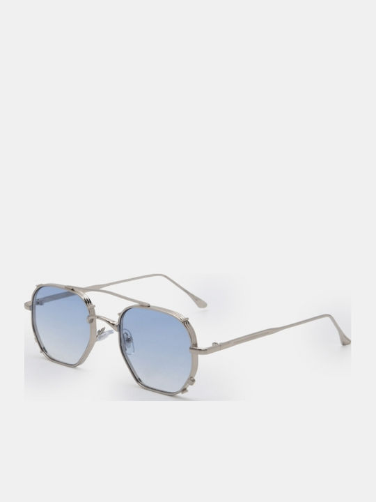 Luigi Männliche Sonnenbrillen mit Hellblauem metallischem Rahmen und Hellblauem Glas 4898376