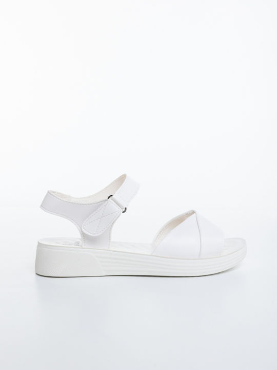 Sandale Casual Damă Din Piele Albe