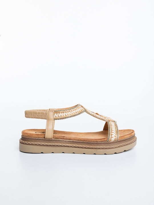 Sandale Casual Damă Din Piele Bej