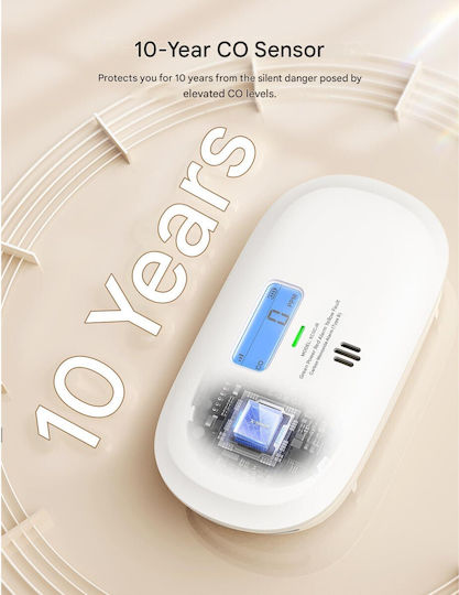 X-sense Xc0c-ir Detector Inteligent de Monoxid de Carbon 2.4ghz Wi-fi Senzor Electrochimic Ecran Lcd Alerte în Timp Real pe Telefon Baterie Înlocuibilă Montaj pe Perete Portabil