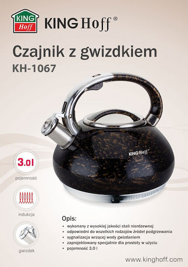 KING Hoff Δοχείο με Βρυσάκι Θερμός Ανοξείδωτο 3lt Χρυσό