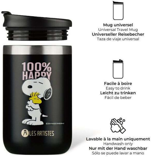 Les Artistes Pull Can'it Ποτήρι Θερμός Ανοξείδωτο 350ml Black
