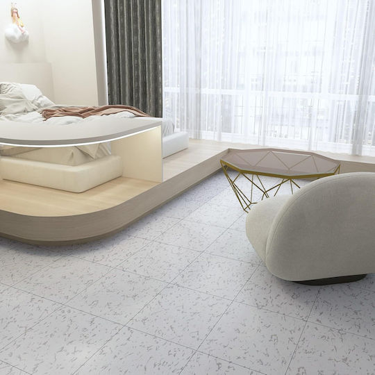 Set Plastic Vinyl Floor with 24 Tiles L30xW30cm White