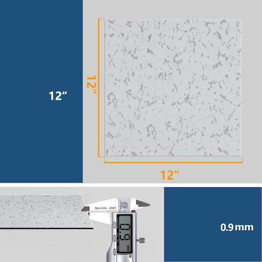 Set Plastic Vinyl Floor with 24 Tiles L30xW30cm White