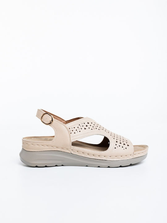 Sandale Casual Damă Din Piele Bej