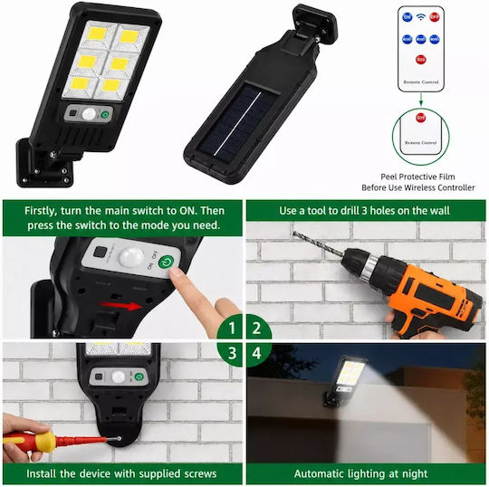 Set of 2 Wall Mounted Solar Lights Cold White 6500K with Motion Sensor and Photocell IP65