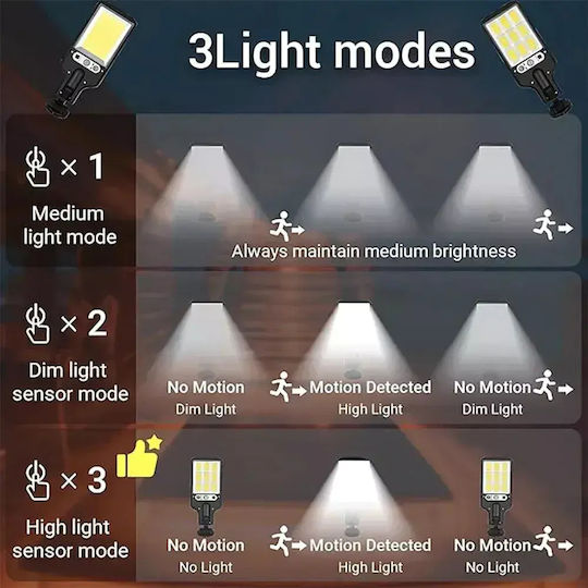Set of 8 Wall Mounted Solar Lights Cold White 6500K with Motion Sensor and Photocell IP65