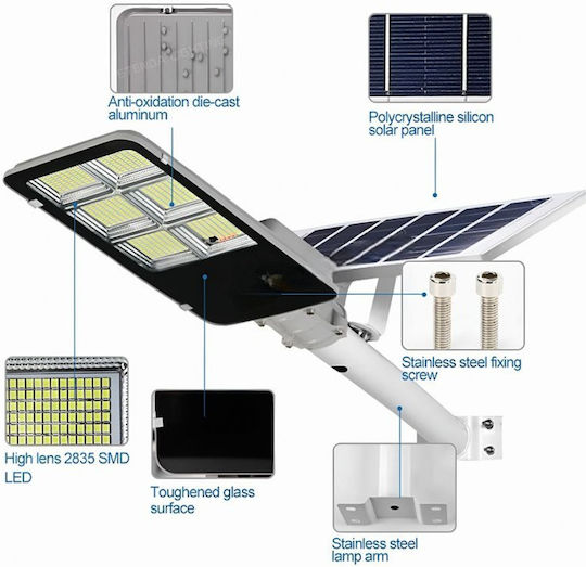 Jortan Solar Road Light 300W Cold White 6500K with Photocell and Remote Control IP66 39.5x21x5cm
