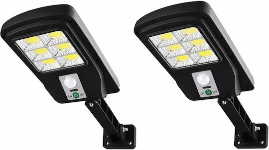 Set of 2 Wall Mounted Solar Lights Cold White 6500K with Motion Sensor and Photocell IP65