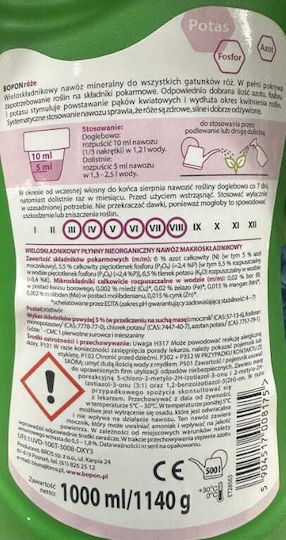Îngrășământ Mineral Biopon Pentru Toate Varietățile De Trandafiri 1l