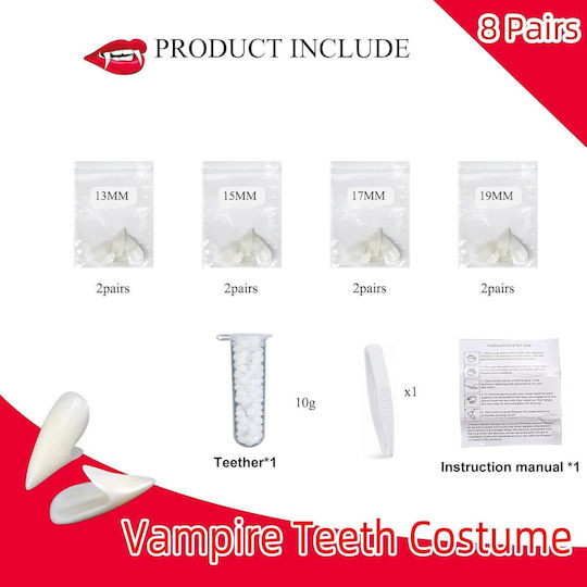 Vampir Karnevalsaccessoires Zähne Weiß für Halloween