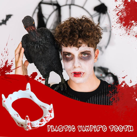 Dinți Albi de Carnaval pentru Halloween din Plastic 2 Bucăți
