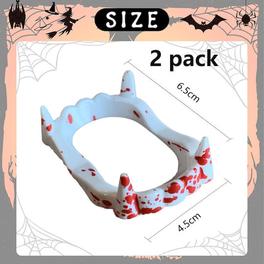 Dinți Albi de Carnaval pentru Halloween din Plastic 2 Bucăți
