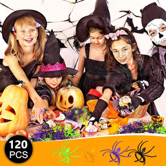 Karnevalsaccessoires Schwarze Spinne für Halloween aus Kunststoff 120 Stück