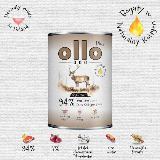 Ollo Υγρή Τροφή Σκύλων σε Κονσέρβα με Ελάφι 400gr