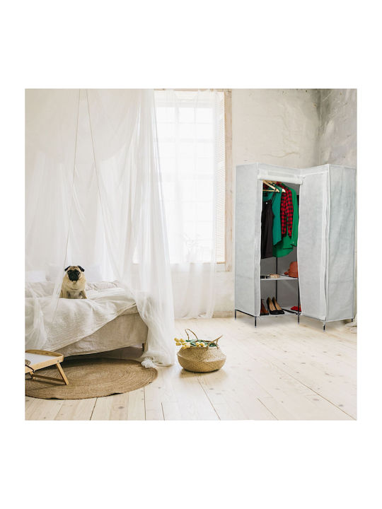 Relaxdays Dulap Din Material Pentru Colț Cu Fermoar și Rafturi În Culoare Albă 100x83x169cm