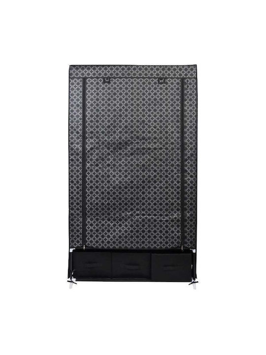Saska Garden Fabric Wardrobe with Zipper and Shelves in Black Colour 88x50x160cm