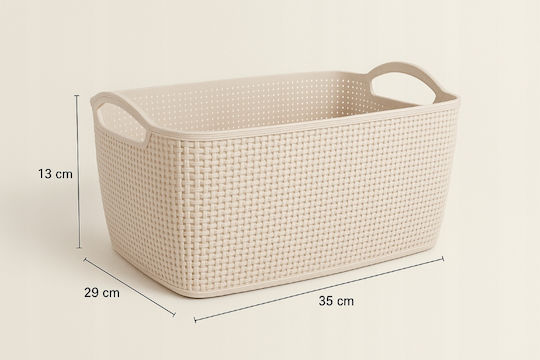 Koopman Plastic Beige Storage Basket 35x29x13cm