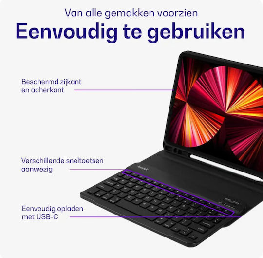Калъф Samsung Galaxy Tab A11 Plus 11" Buddi Zuna Keyboard Case Поставка За Стилус Bluetooth Клавиатура Черен 8719246559488