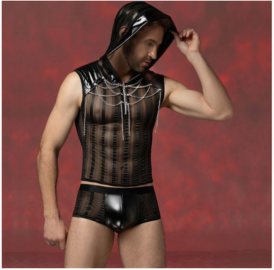 Aph Sexy Men's Black Costume Hood Underwear Sexy Men's Costume Black Hood Underwear 2321